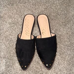 CCOCCI Black and Gold Studded Mules